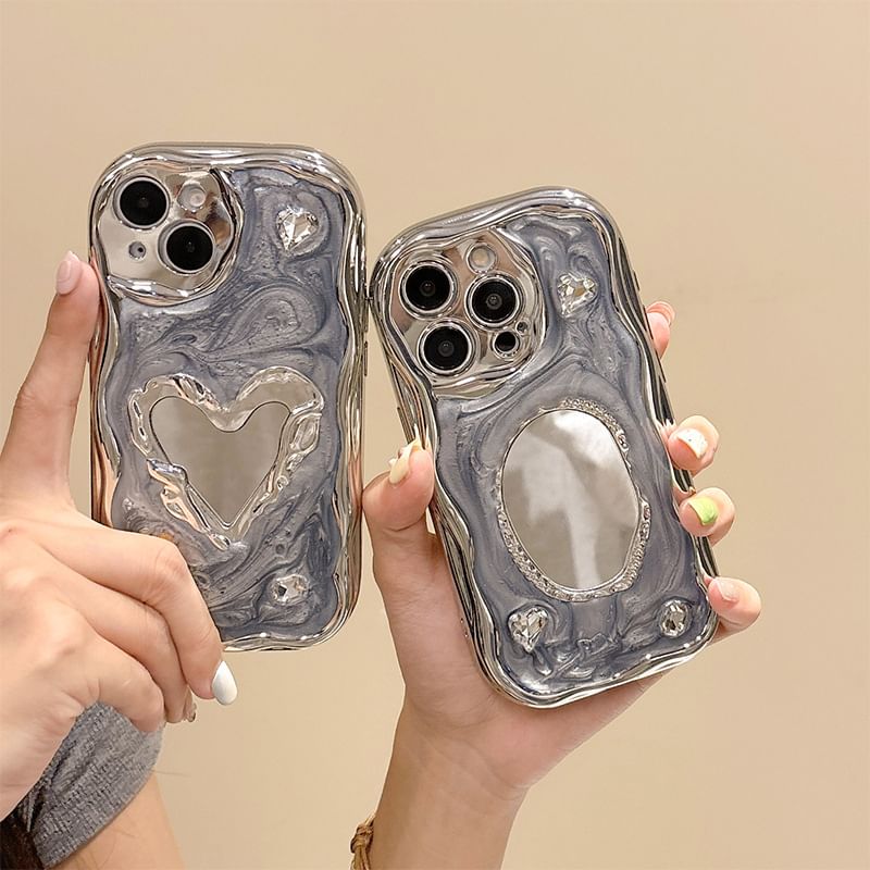 Mobby - Gespiegelde telefoonhoes - iPhone 16 Pro Max / 16 Pro / 16 Plus / 16 / 15 Pro Max / 15 Pro / 15 Plus / 15 / 14 Pro Max / 14 Pro / 14 Plus / 14 / 13 Pro Max / 13 Pro / 13 / 13 Mini