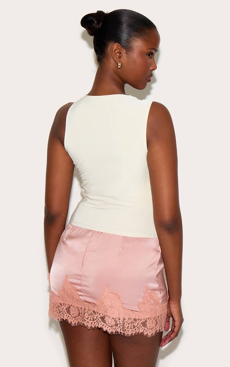 Butter Yellow Top Long Sans Manches Double Épaisseur Avec Détails De Bordure Slinky