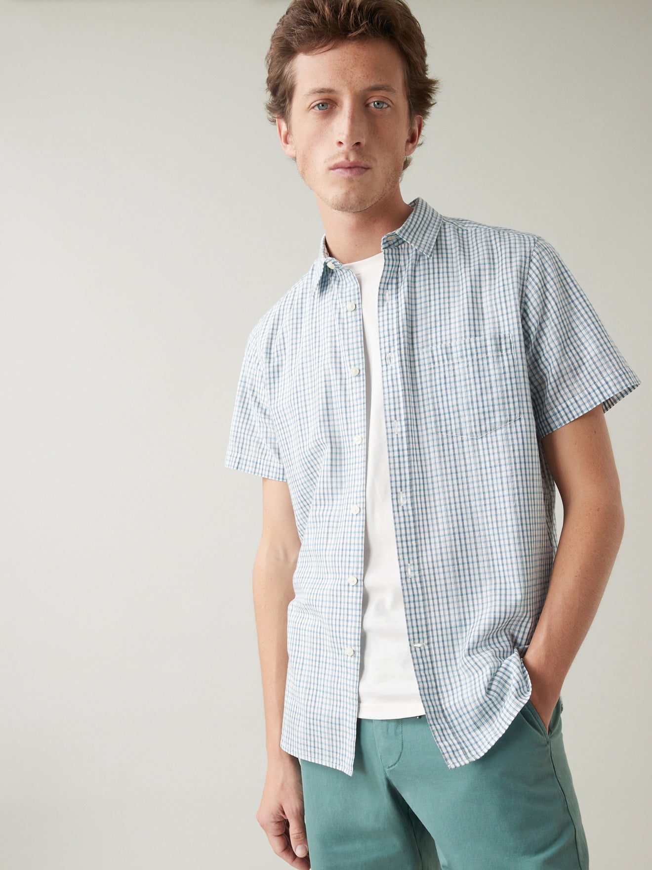 Chemise manches courtes Regular Fit mini carreaux homme