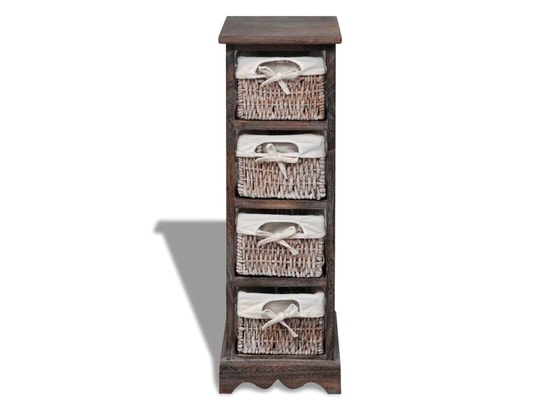VIDAXL - Armoire étagère de rangement bois marron 4 paniers en tissage