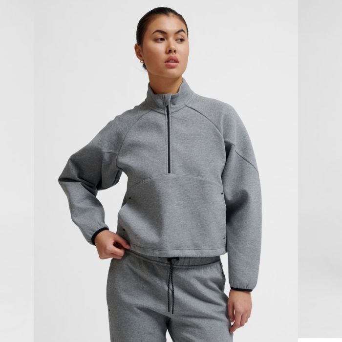 Hummel Dame Trøjer Tech Fleece Boxy Half-Zip Grå