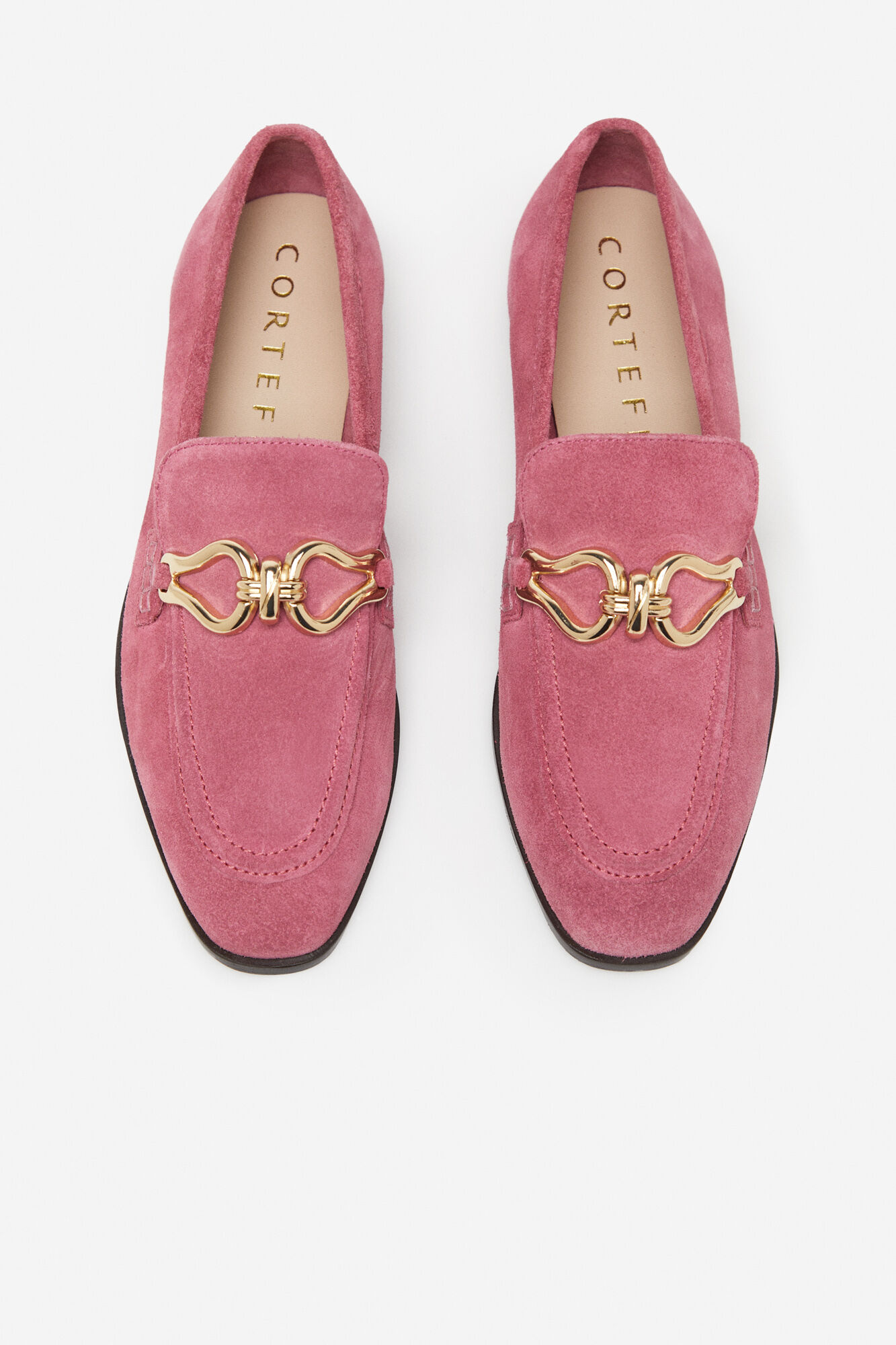 Mocassins de couro com fivela - Fúcsia