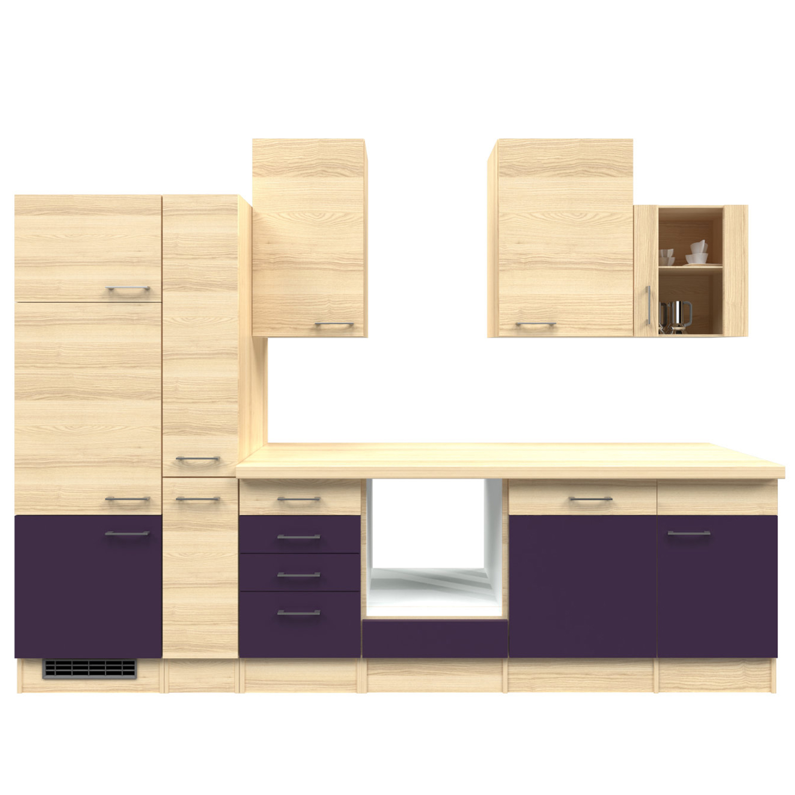 Küchenblock FOCUS - Akazie-Aubergine - 310 cm