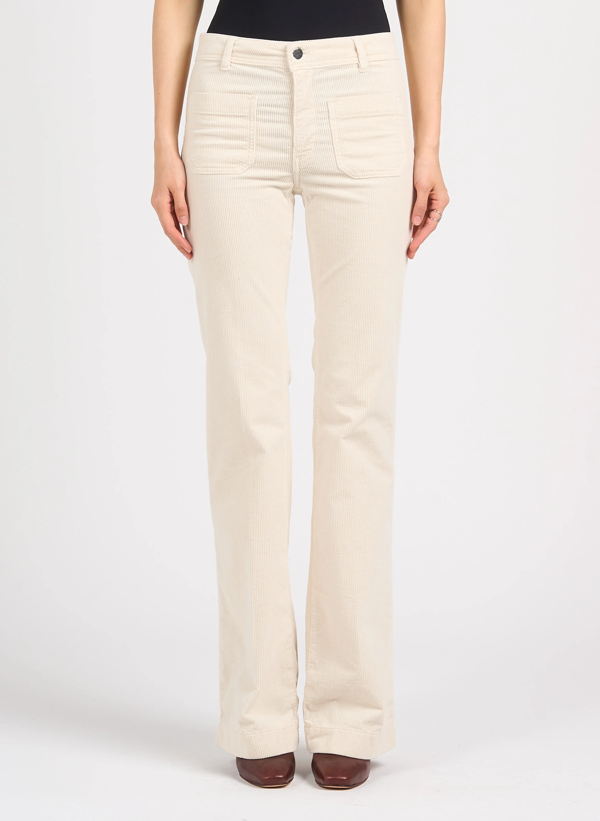 Pantalon patte d'eph en coton mélangé | Blanc