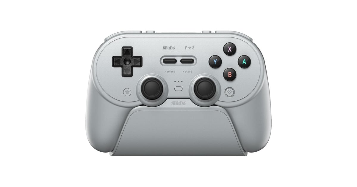 8BitDoPro 3 Bluetooth Gamepad  (Grijs/zwart, Switch 1 & 2, PC, Android, 2.4 GHz / Bluetooth / USB)