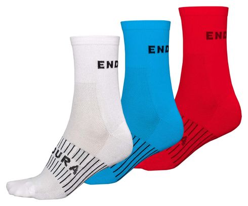 Lot de 3 Paires de Chaussettes Endura Coolmax Blanc