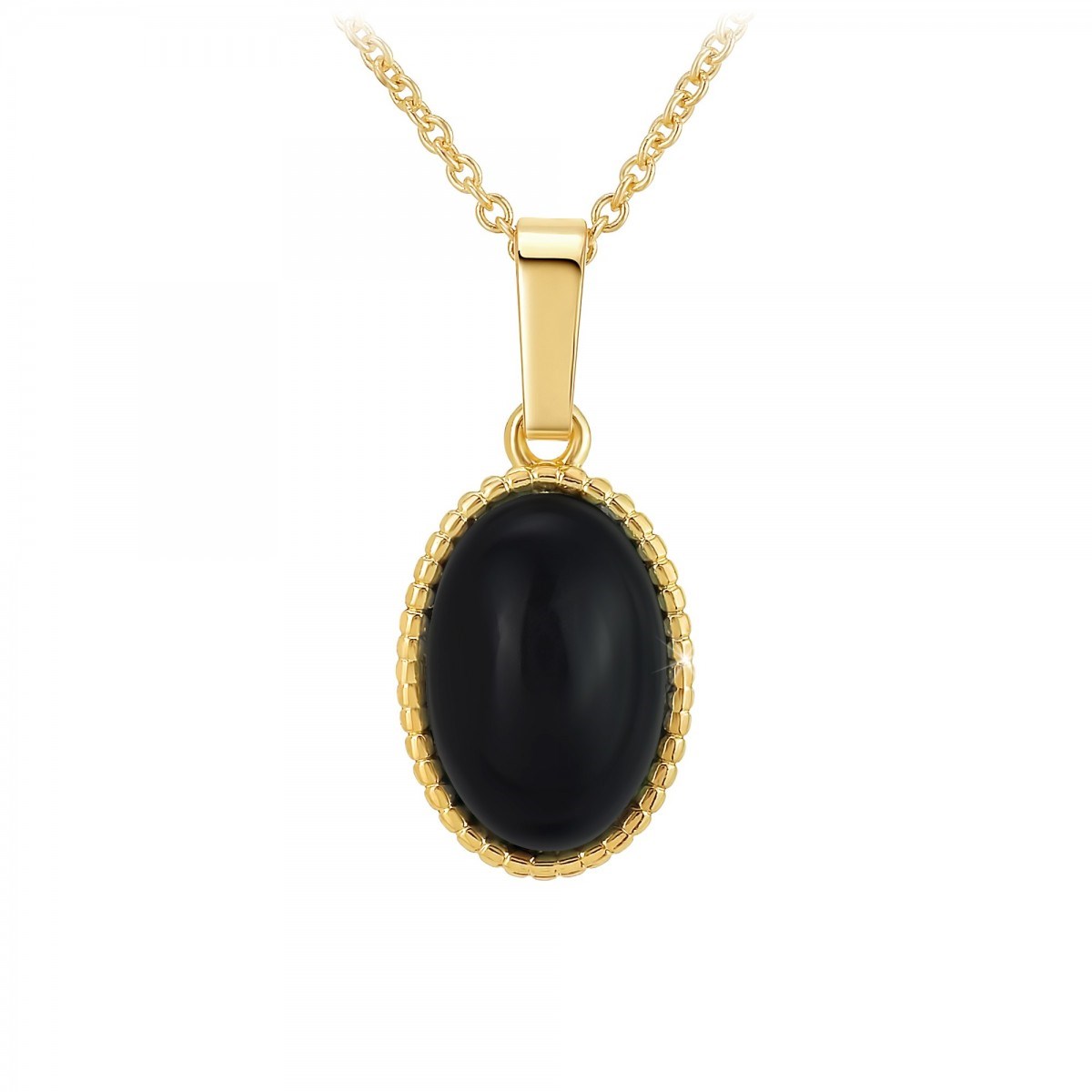 Collier SC Bohème orné d'un onyx noir en Métal rhodié Finement doré