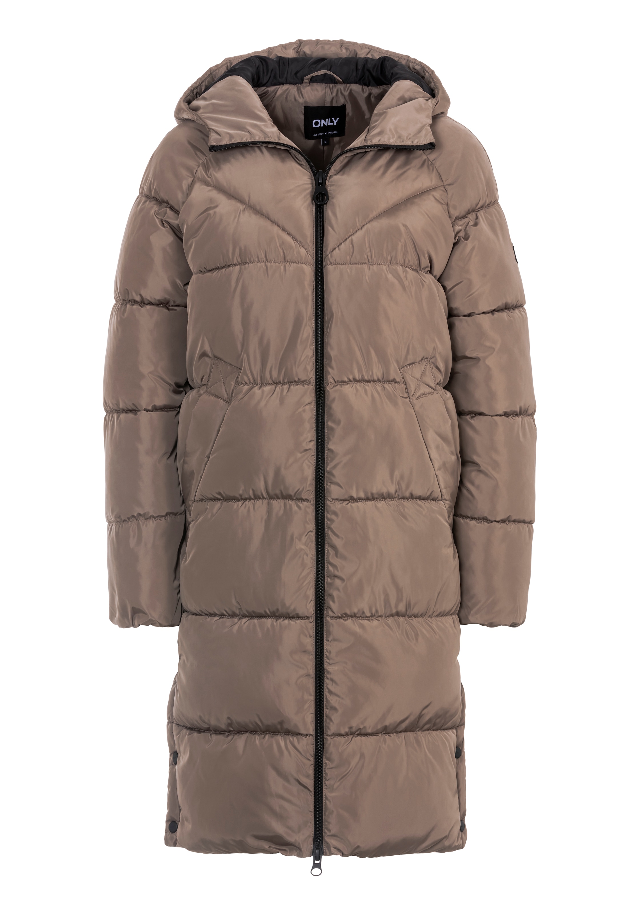ONLY Steppmantel »ONLAMAND – Langer Puffercoat mit 2-Wege-Reissverschluss«, lässig geschnitten, modisch, Steppware, Materialmix, hochschliessend