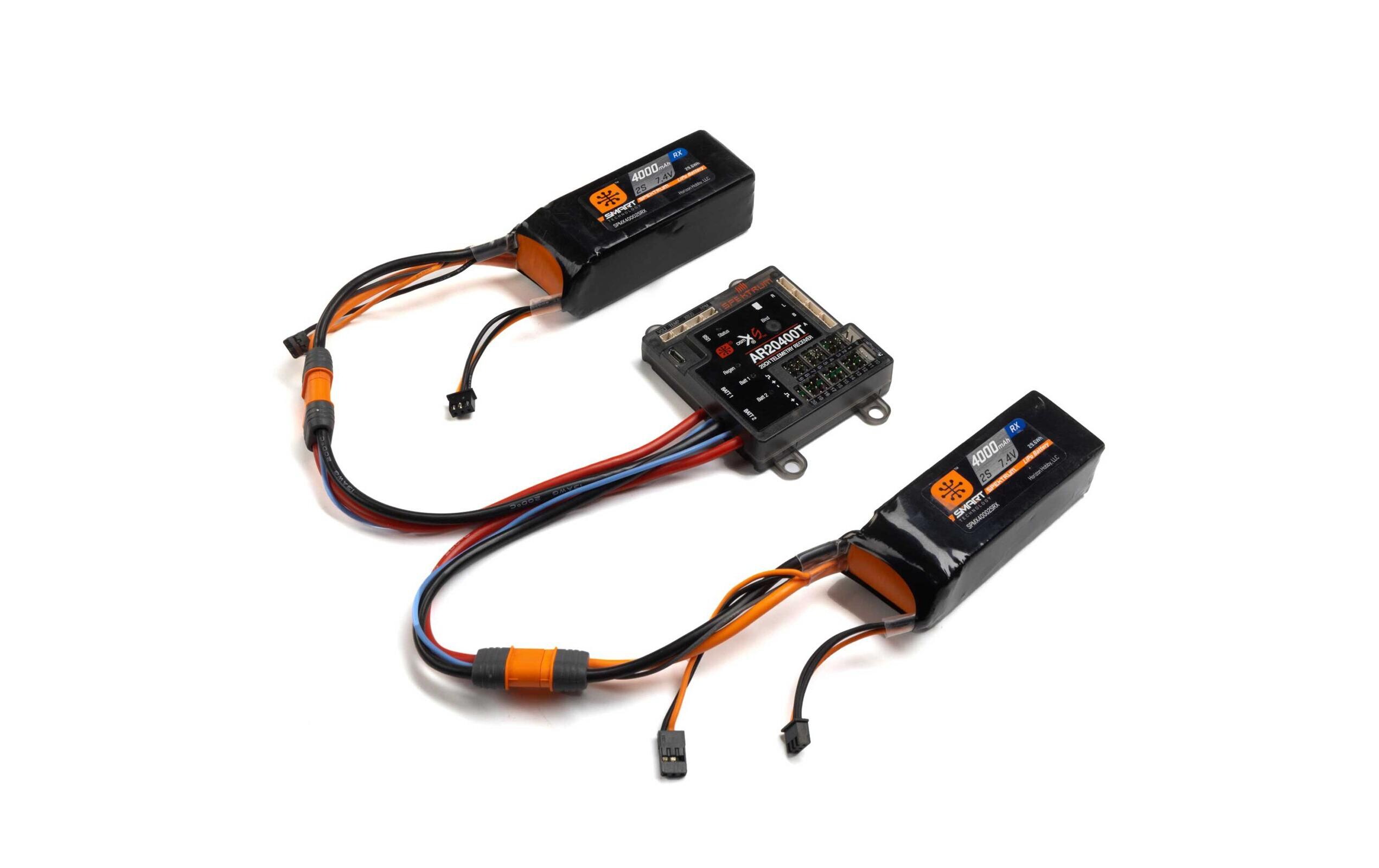 Empfänger AR20400T Powersafe 20-Kanal DSMX<br>Telemetriefähiger Empfänger mit Akkuweiche und 3 Satellitenempfänger