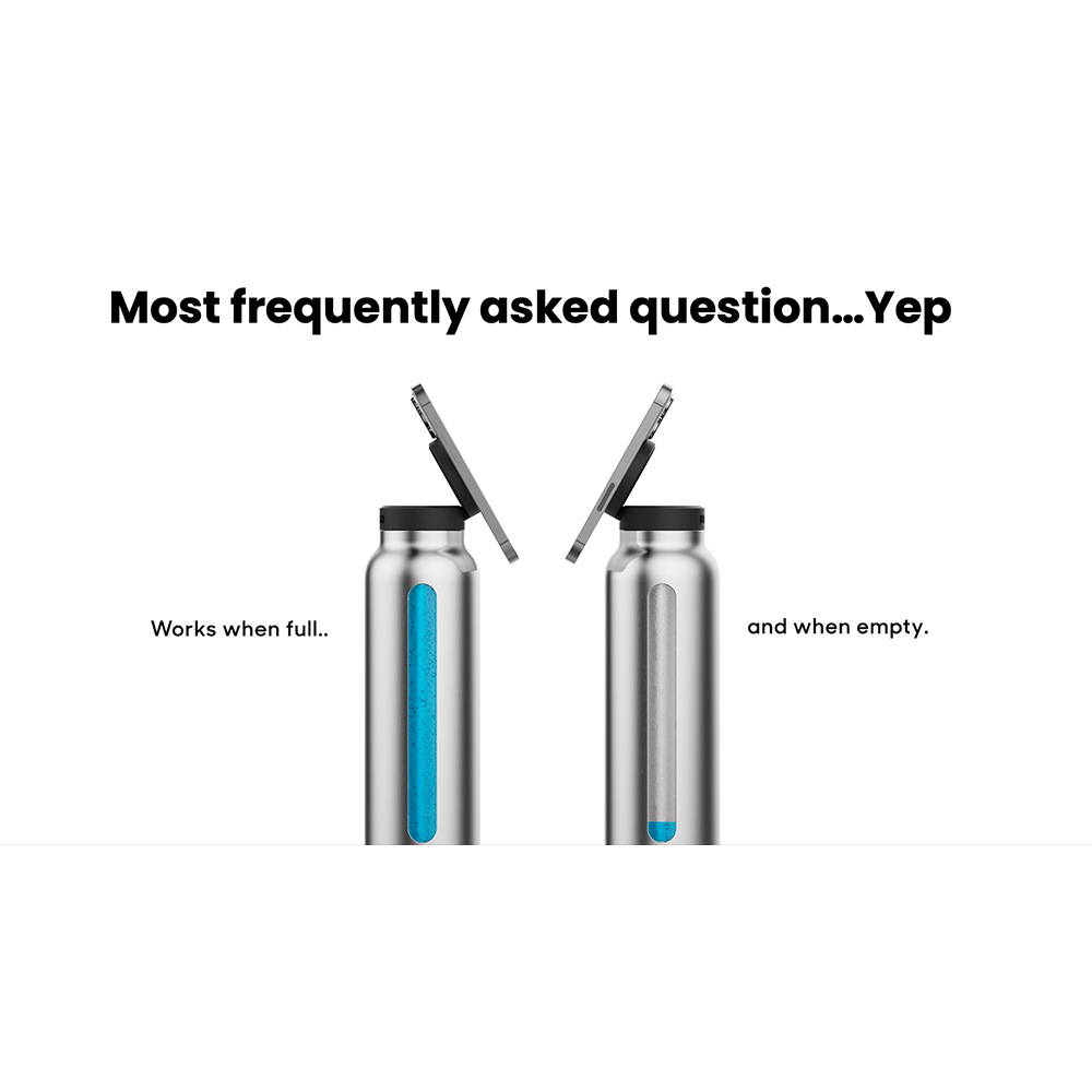(700ml) 2in1 MagSafe Edelstahl Thermo Trinkflasche   Universal Magnetische Smartphone Halterung   Magnet Booster Ring (B2BK24LSC1) - Schwarz