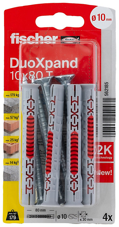Cheville rallongée Fischer DuoXpand 10 x 80 mm, 4 pièces
