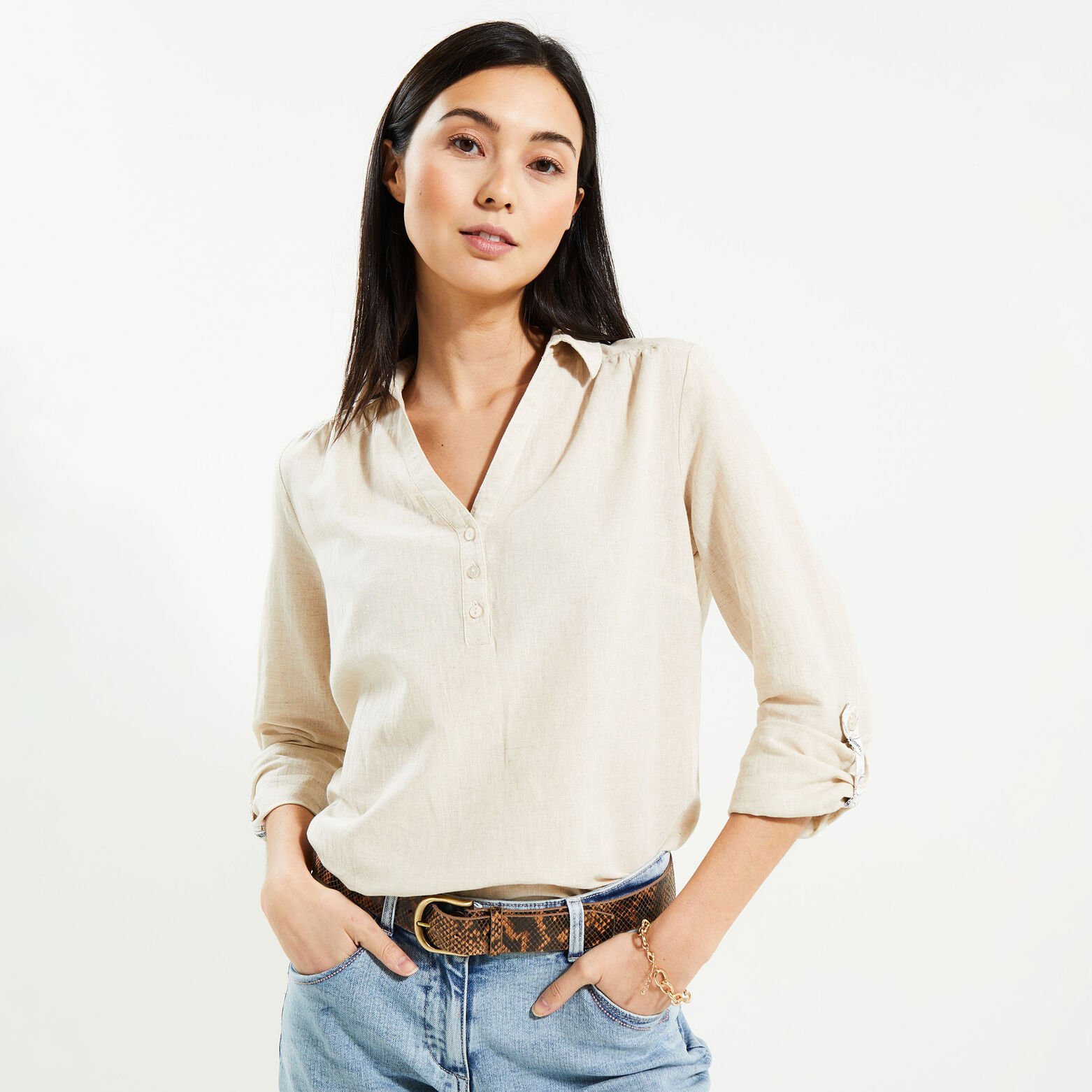 Blouse en coton et lin femme