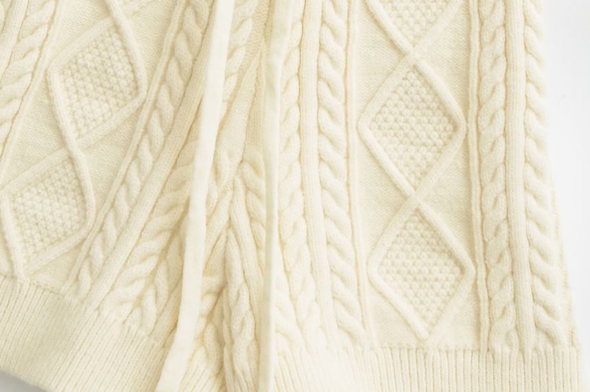 Asiris - Hoge taille effen kabelgebreide shorts