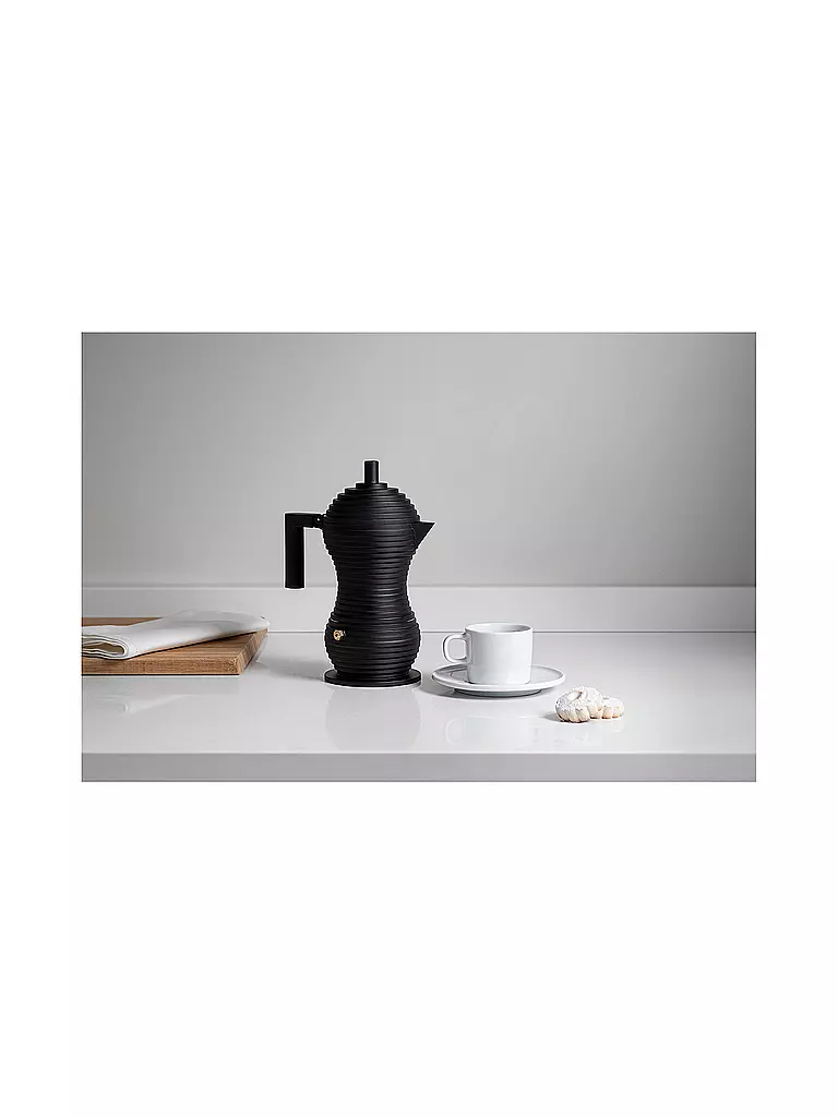 ALESSI Espressomaschine Pulcina Black Alu/Schwarz 6 Tassen schwarz