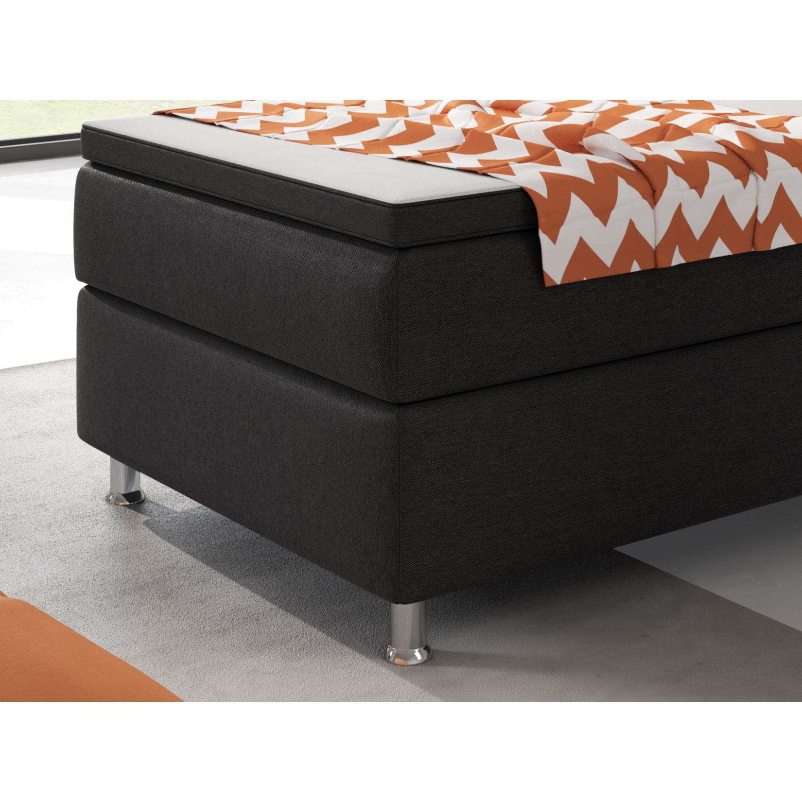 Inter Handels Boxspringbett Berlin 90x200 schwarz
