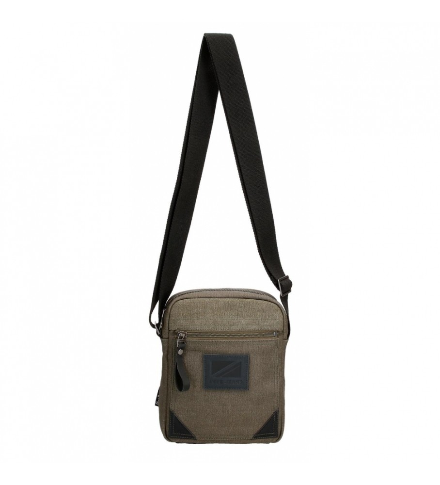 Bolsa transversal Pepe Jeans tamanho médio, cor verde Barkstone - 17x22x6cm