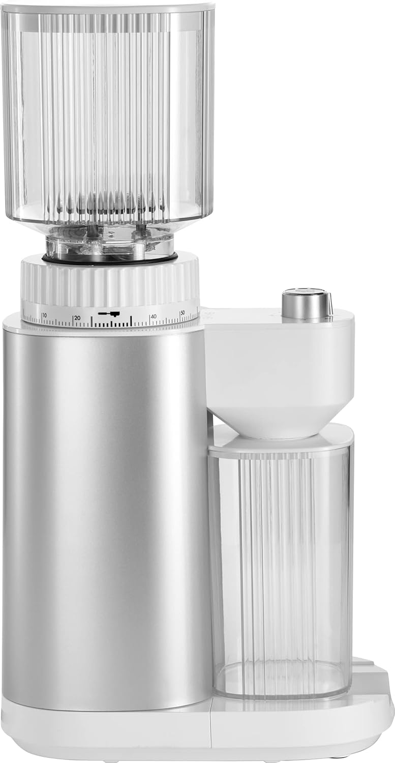 ZWILLING ENFINIGY Kaffeemühle für 1-12 Tassen, Elektrische Kaffeemühle mit aromaschonendem Kegelmahlwerk & einstellbarem Mahlgrad, Silber