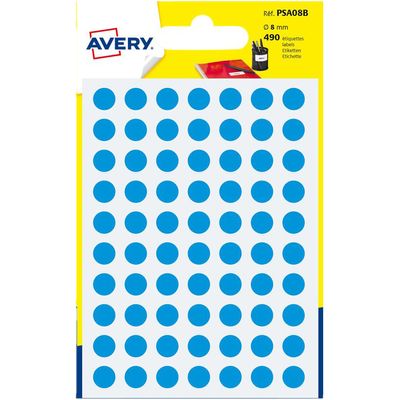 Avery - 490 Pastilles adhésives - bleu - diamètre 8 mm