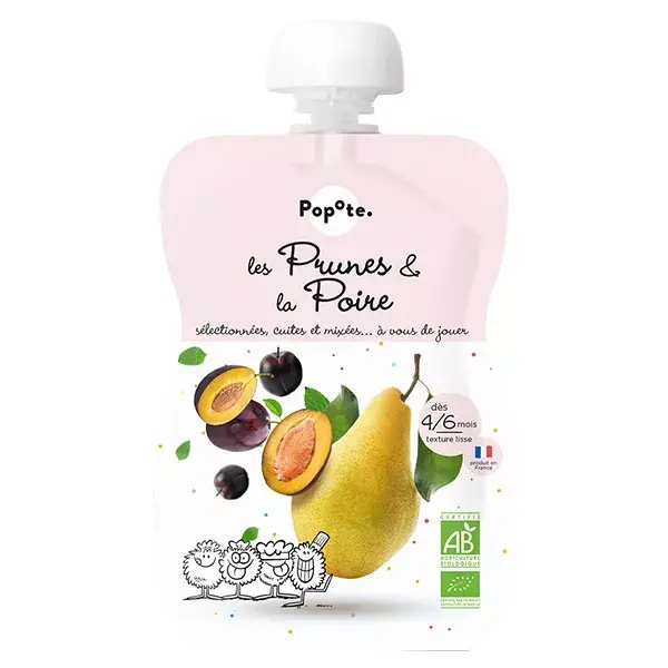 Popote les Fruits Ameixas e Peras 4-6 meses Orgânico 120g