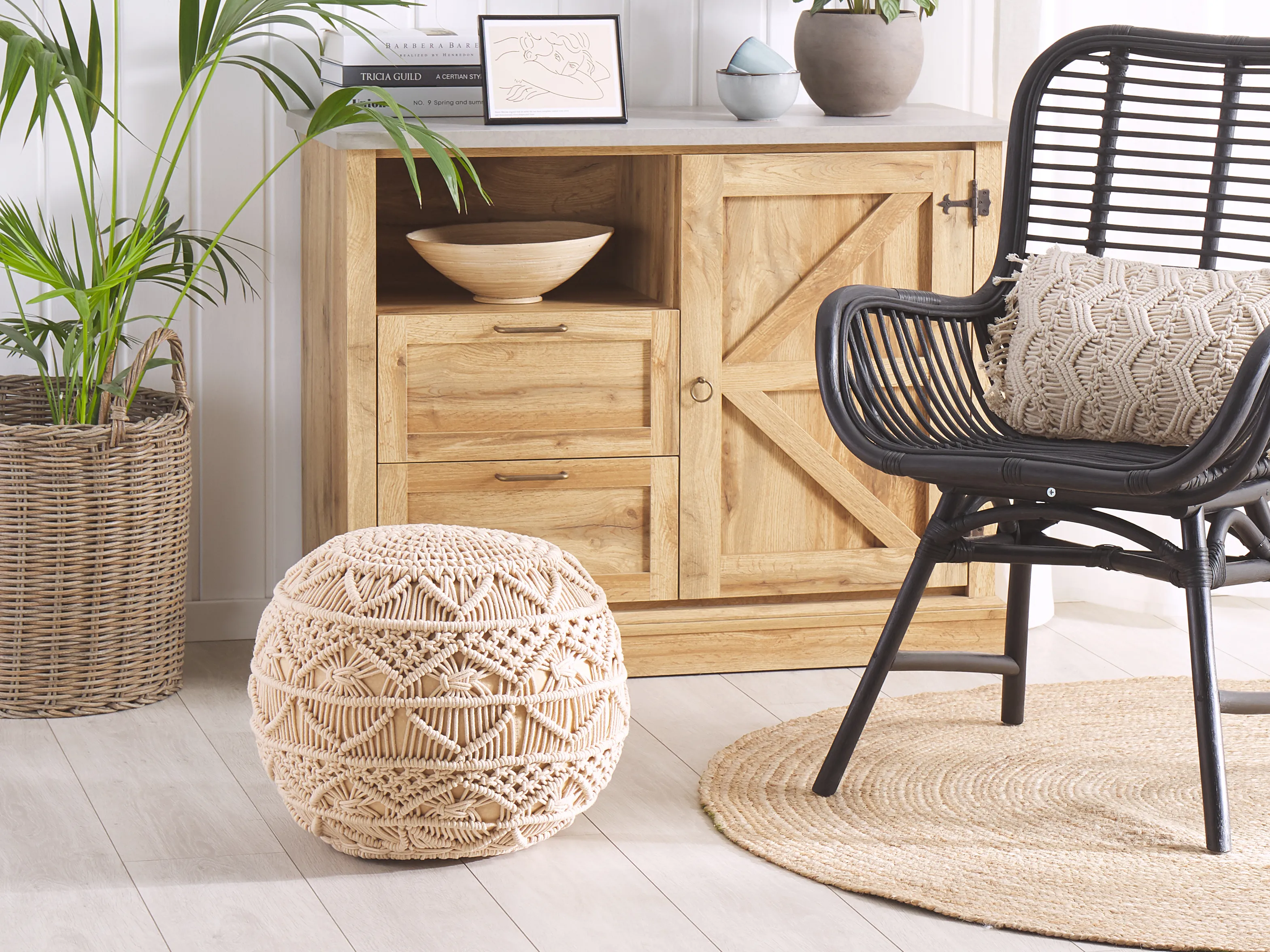 Poef Macramé KAYSERI Katoen Beige