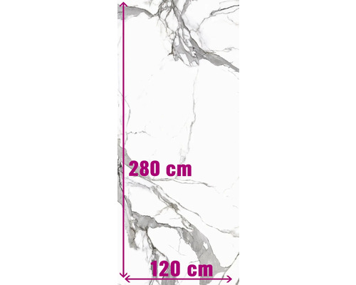 Porseleinen wand- en vloertegel Calacatta 279,7 x 119,7 x 0,6 cm wit gepolijst gerectificeerd