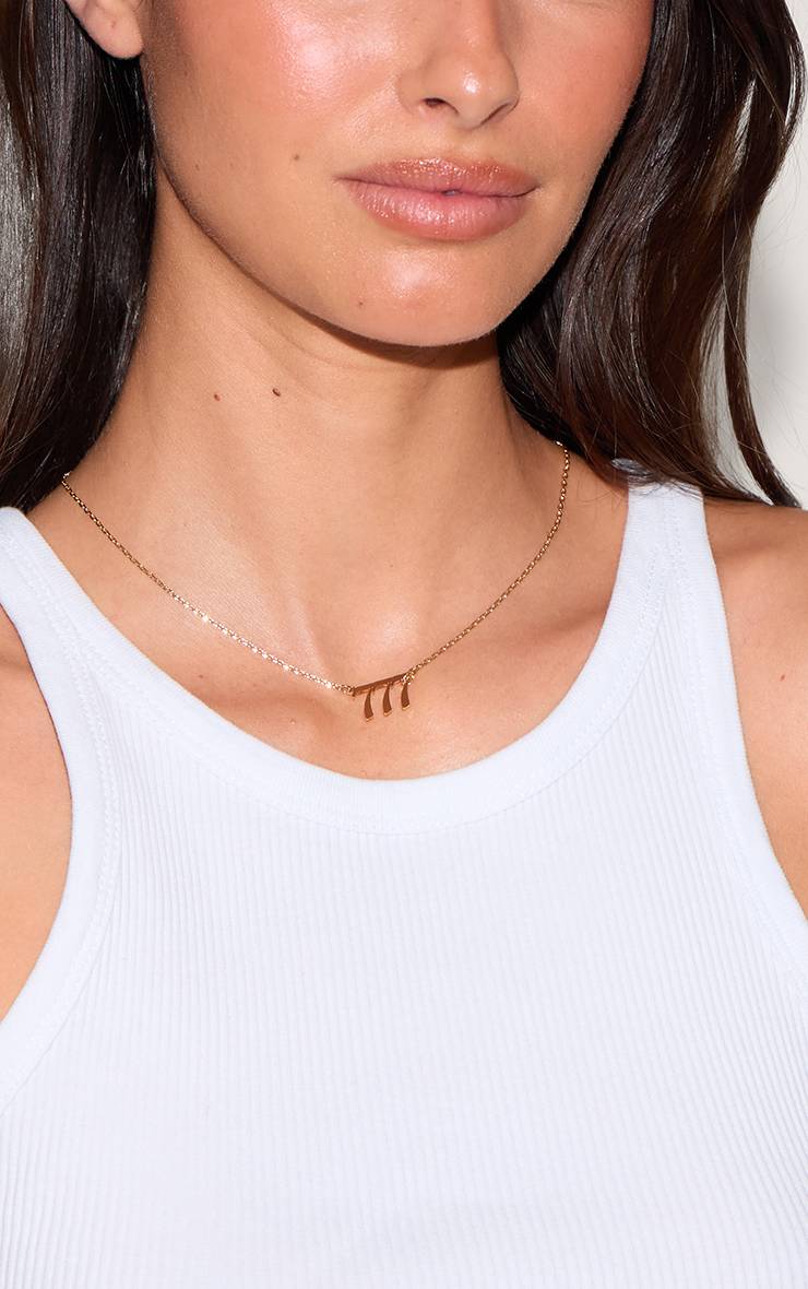 777 Collier Numéro D'ange Plaqué Or Véritable