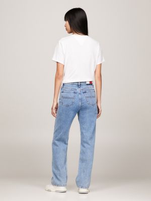 Calça jeans Betsy de cintura média, pernas largas e lavagem desbotada.
