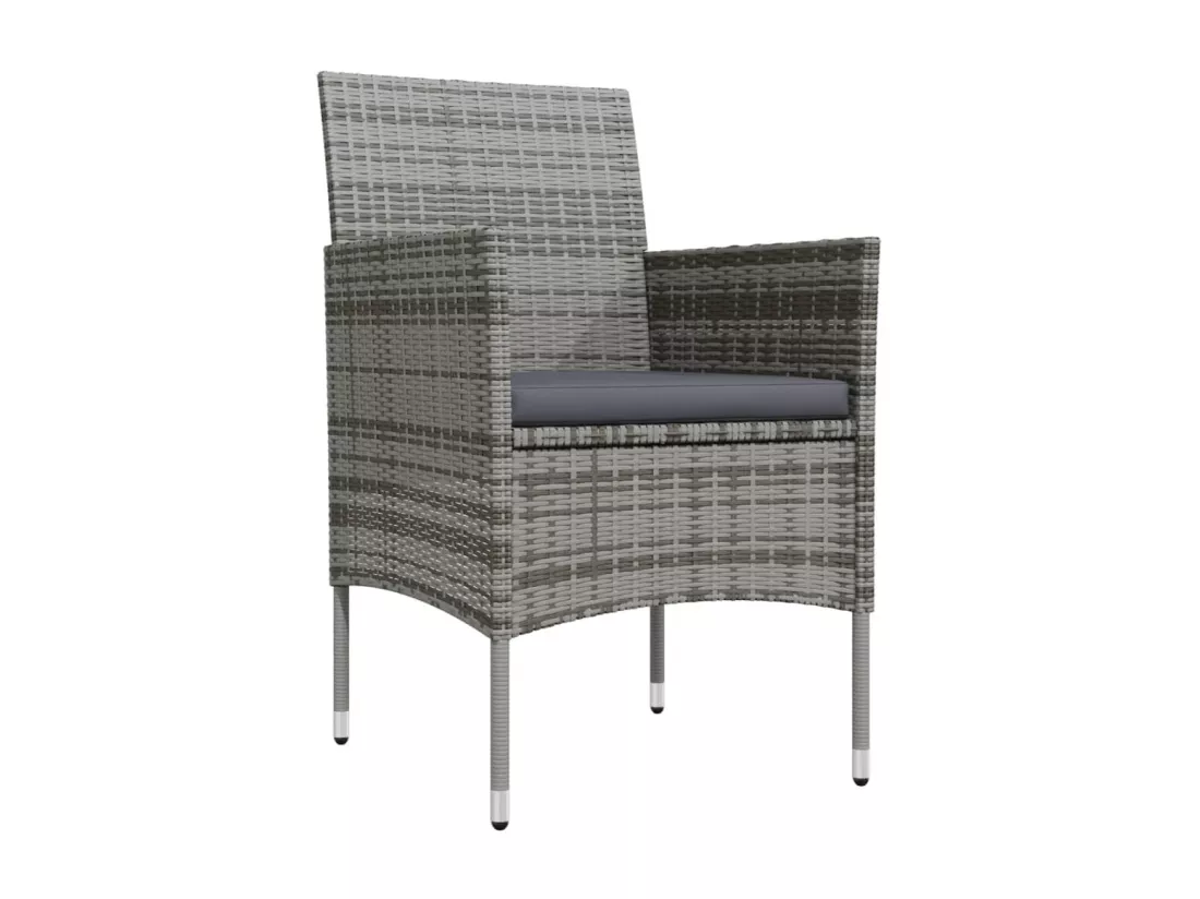 Ensemble à manger de jardin coussins 7pcs Gris et noir