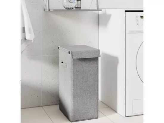 Panier à linge pliable Gris 26x34,5x59,5 Tissu en faux lin