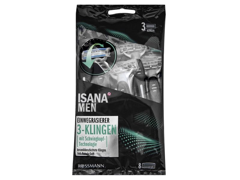 Isana men Herrenrasierer Männer Einweg 3-Klingen 2 x 8 Stüc Isana Men Einwegrasierer mit 3-Klingen-System und Anti-Rutsch-Griff
