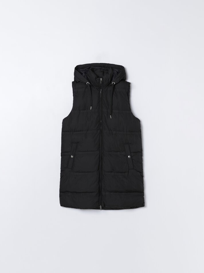 Colete longo acolchoado - Preto