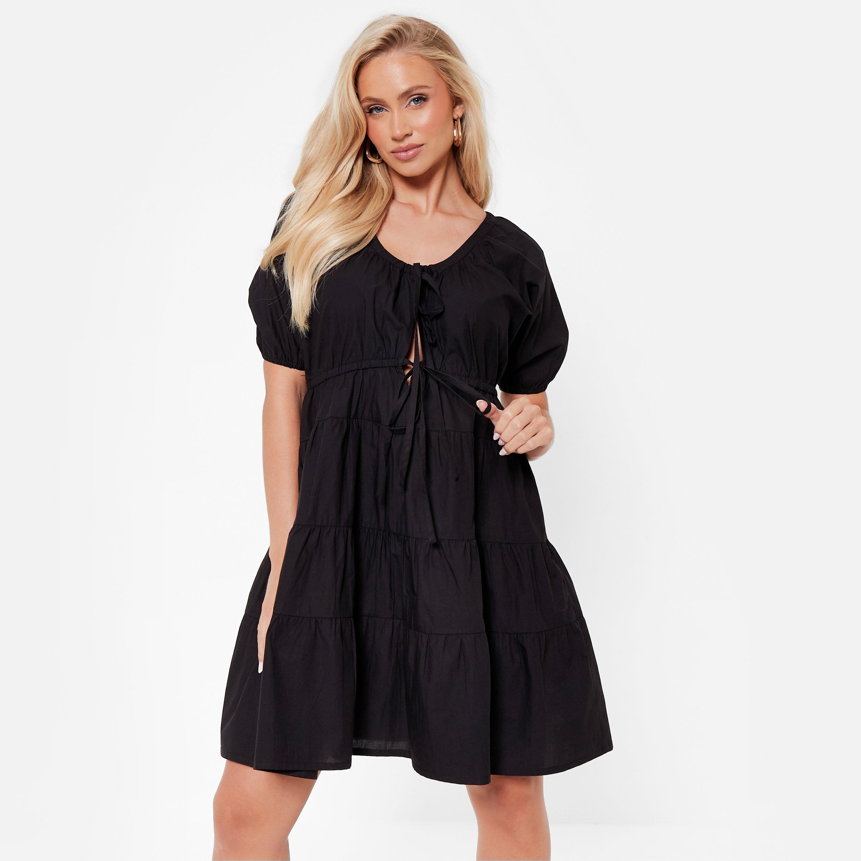 I Saw It First ISAWITFIRST Tie Front Poplin Smock Dress