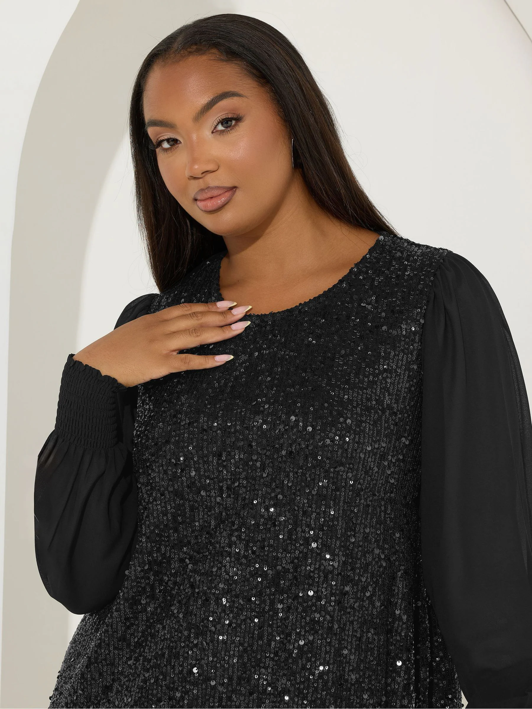 Yours Curve Sequin Swing Party Dress
