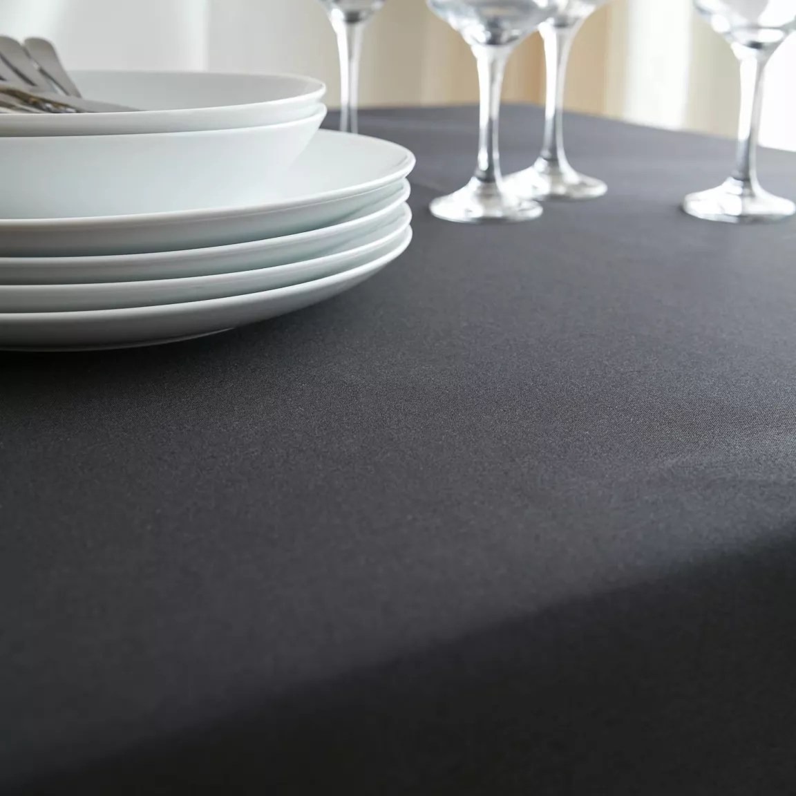 Nappe rectangulaire anti tache (140 x 250 cm) Elise Noire