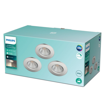 Philips inbouwspot Dive 5.5W 2700K chroom 3-pack