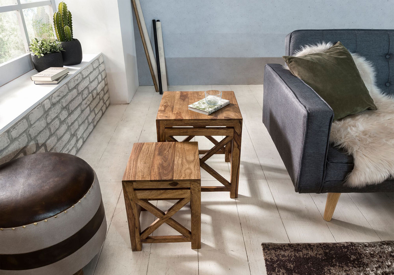 Beistelltische Pali 2er-Set Massivholz Sheesham
