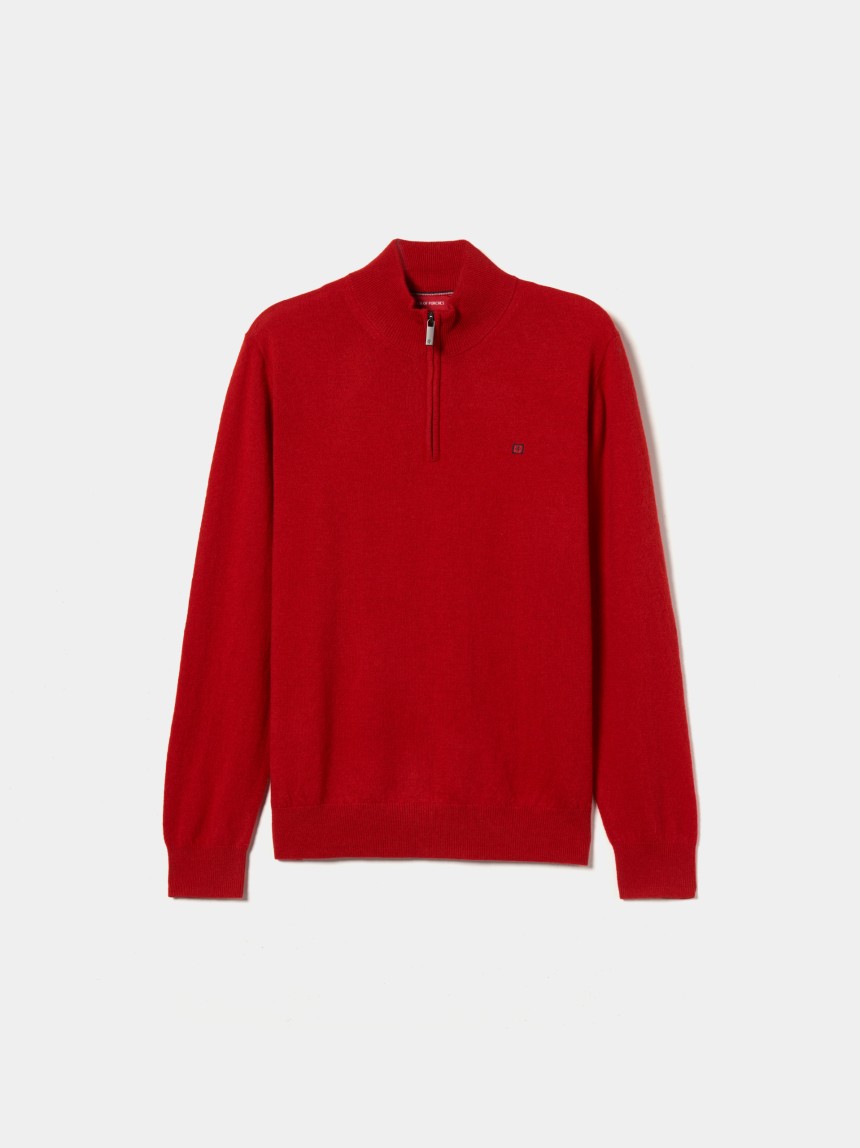 Camisola de lã com fecho