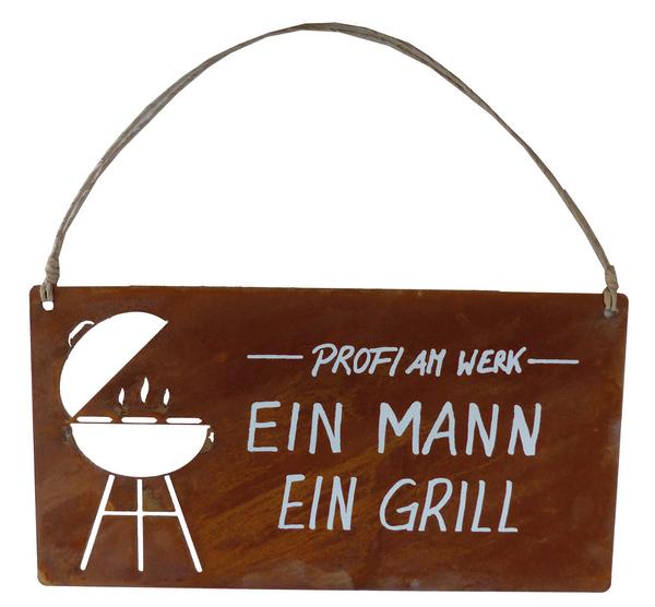 Badeko Metall-Tafel Ein Mann Ein Grill,