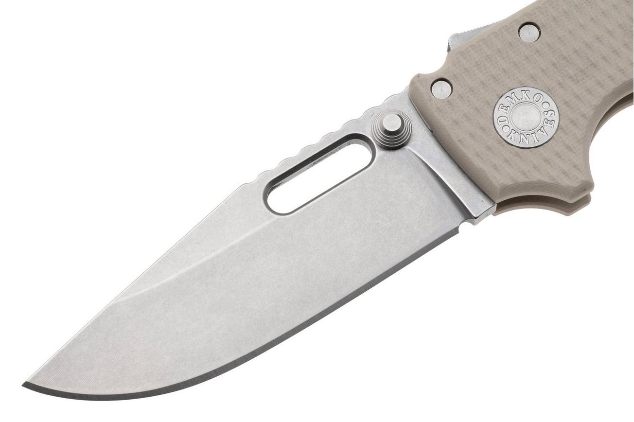 Demko MG AD20 Shark-Lock, Stonewashed MagnaCut Clip Point, MGAD20-MAG-TAN-G10, Tan G10 zakmes