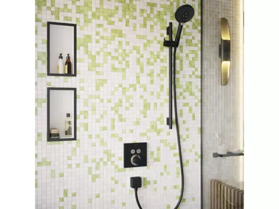 Façade pour mitigeur thermostatique encastré HANSGROHE ShowerSelect avec 2 fonctions noir mat