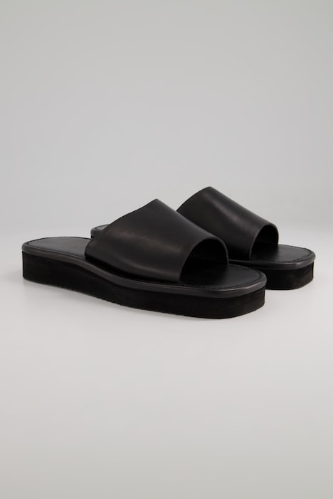 Leder-Pantolette, Mules, Echtleder, Plateau-Sohle, Weite H