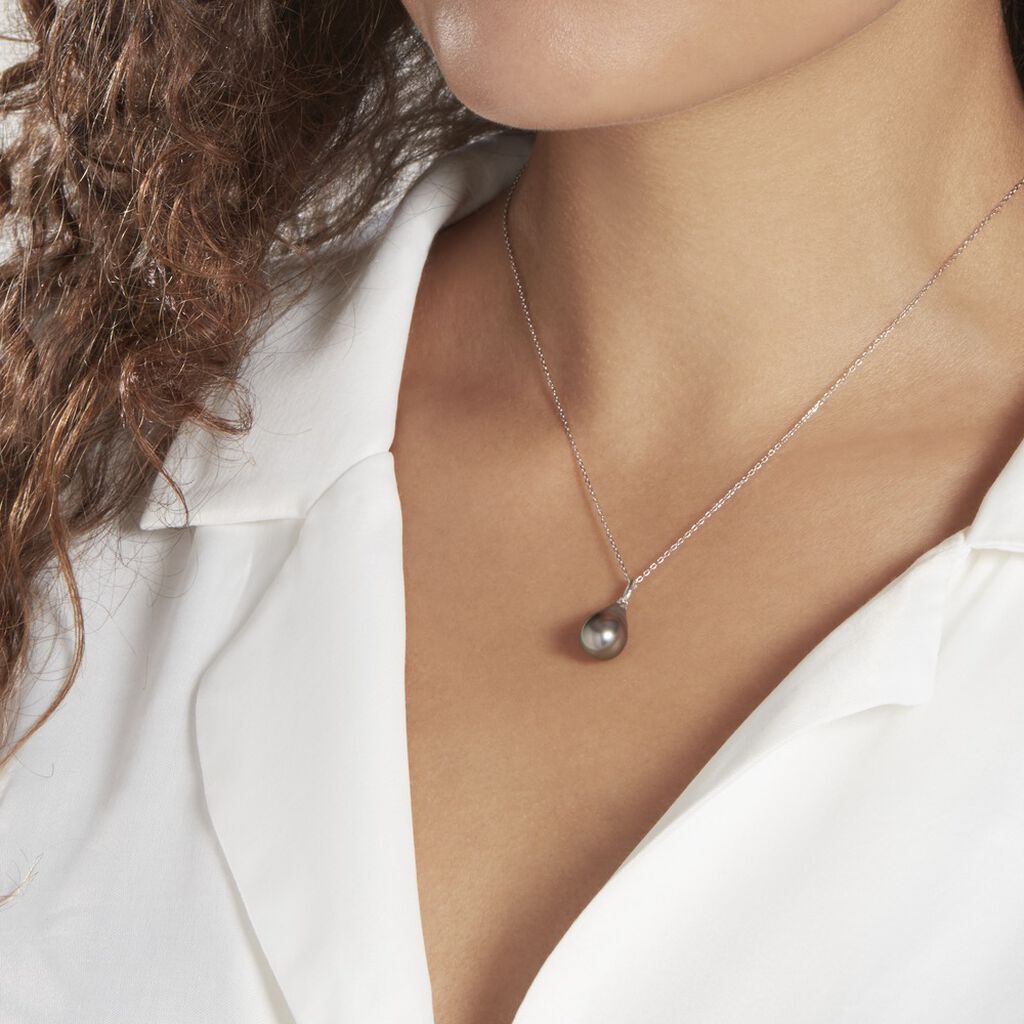 Pendentif Syana Or Blanc Perle De Culture De Tahiti