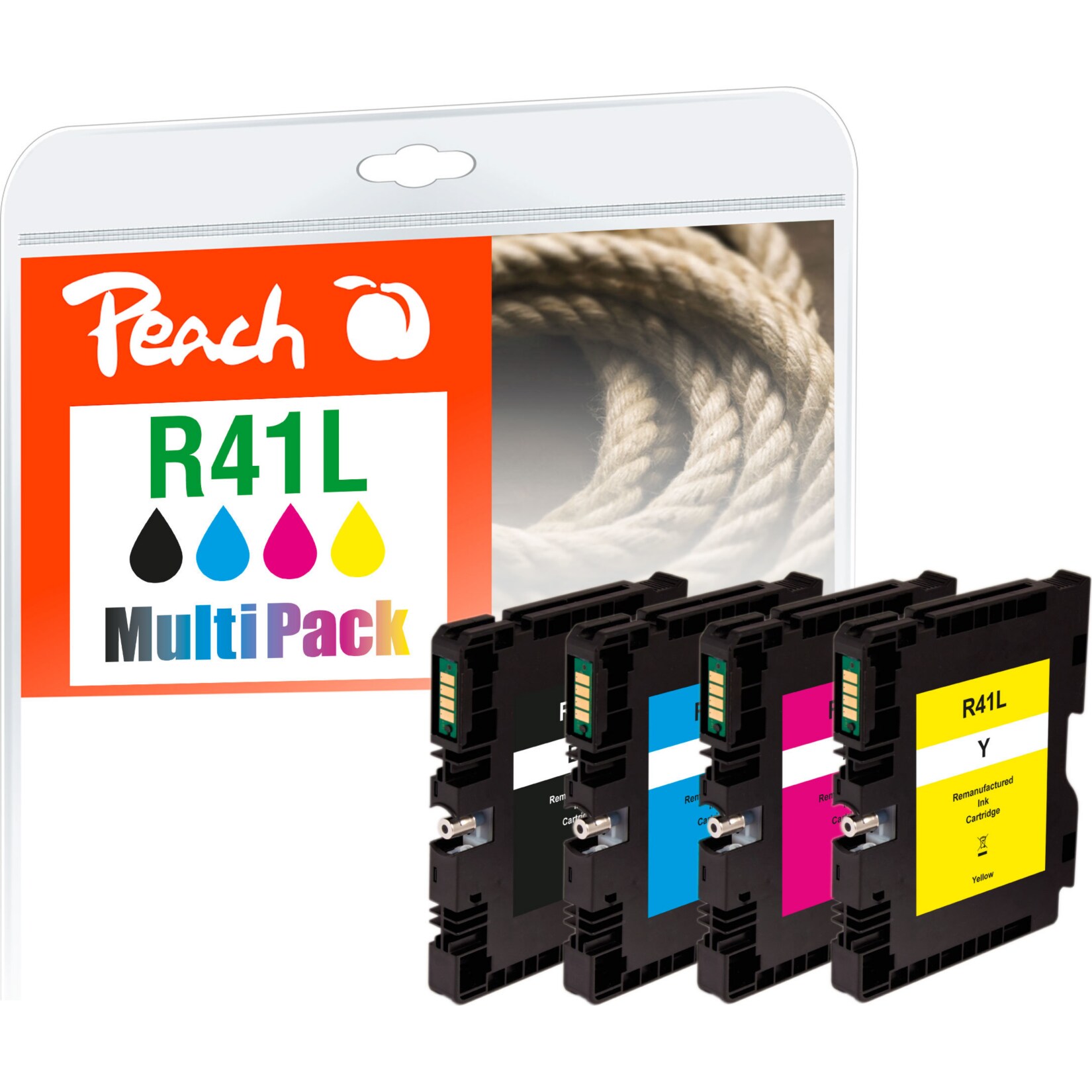 Peach R414 Druckerpatronen (bk, c/m/y) ersetzt Ricoh GC41L, 405765, 405767, 405768 für z.B. Ricoh Aficio SG 3100, Ricoh Aficio SG 3100 snw (wiederaufbereitet)