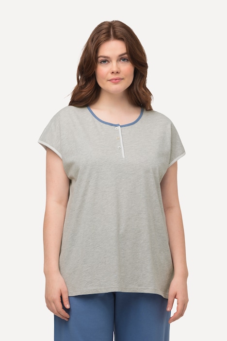 Pyjama-T-Shirt, Paspel, Rundhals, Halbarm, Biobaumwolle