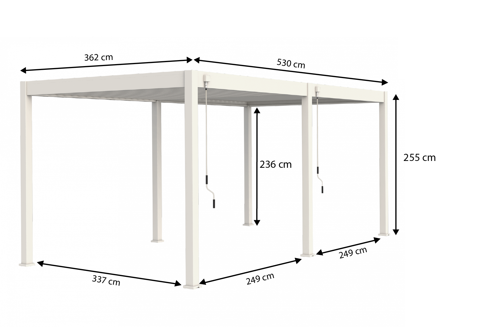 Novum ORION 360 x 530 terrasoverkapping - White