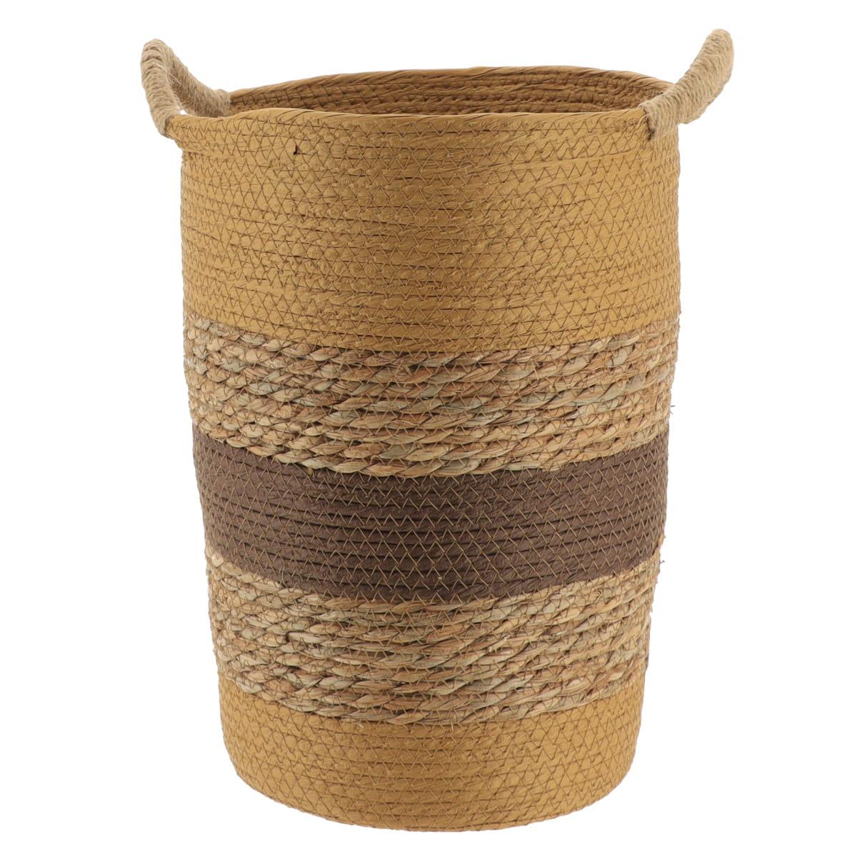 PANIERE RONDE MATIERE VEGETALE ET PAPIER 28X40CM CAMEL