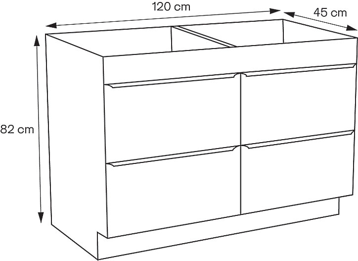 Meuble sous vasque à poser GoodHome Imandra blanc brillant L. 120 x H. 82 x P. 45 cm