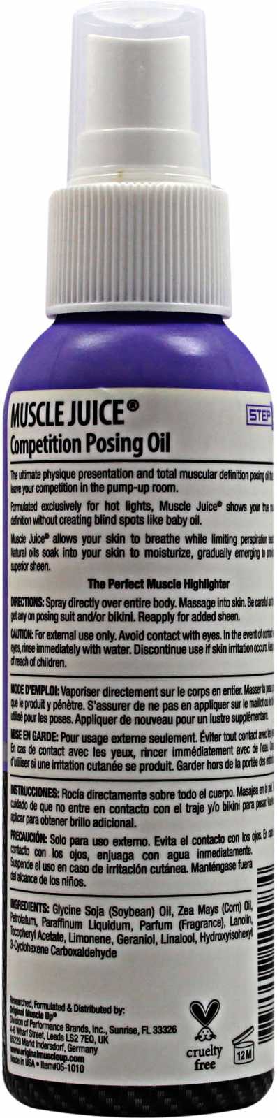 Óleo para poses de competição Pro Tan Muscle Juice para definição máxima