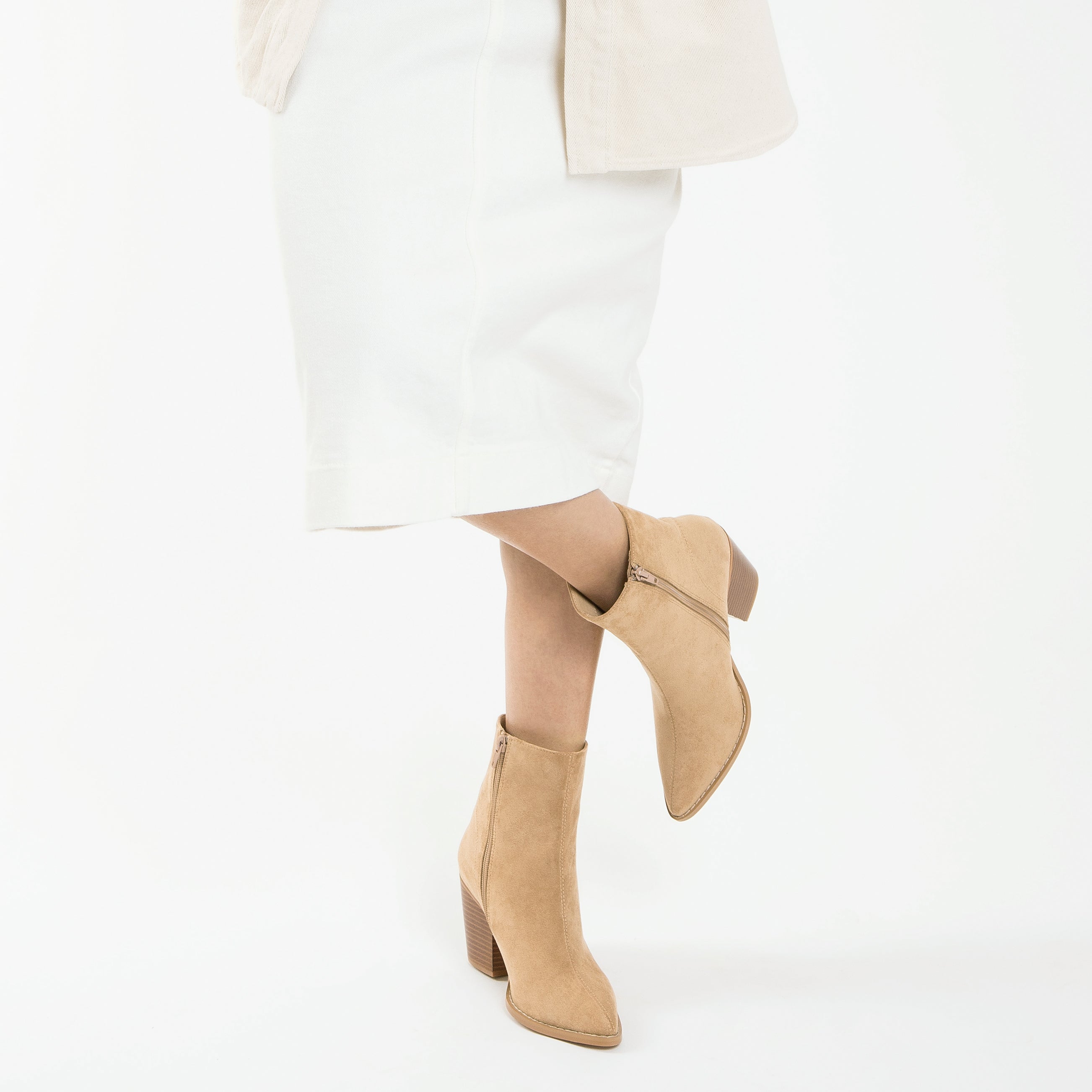 Bottines-Bottines à talon Julia en suédine beige