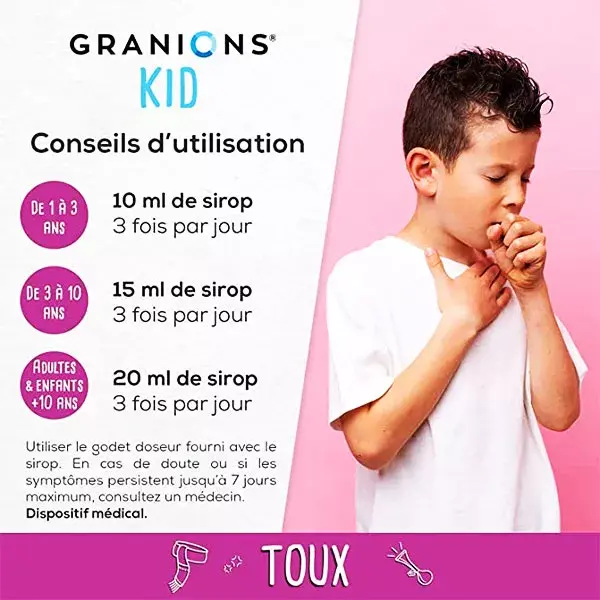 Granions Kid Toux Dès 1 an Goût pomme Aronia Sirop 125 ml